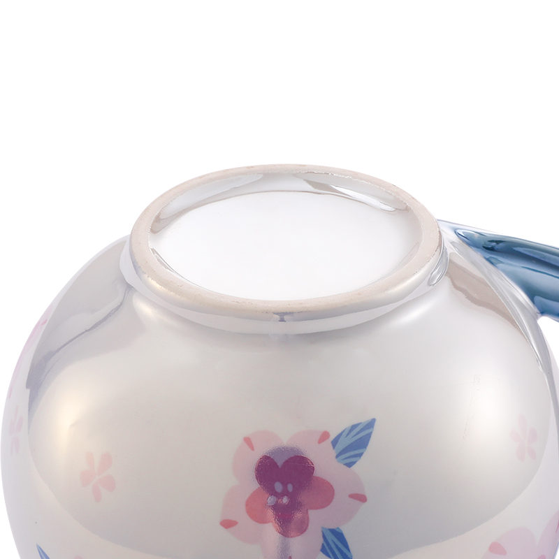 Peach Pearl Shape Large Capacity Ceramic Mug With Lid Girls Textured Mug Birthday Gift Coffee Mug