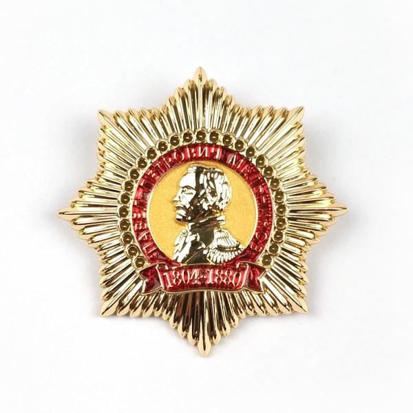 3D Enamelled Gold Finish Pin Badge With Safety Pin Backing 1.15 Inches Perfect