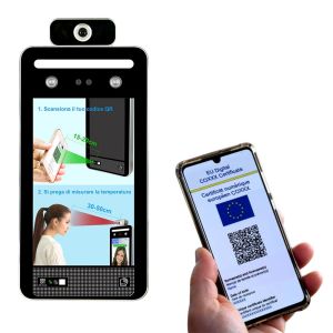 8 Inch IPS Qr Barcode Reader Face Temperature Measuring Machine
