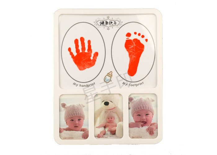 Wood Craft Box Baby Hand And Footprint Photo Frame For Newborn Souvenir Gifts