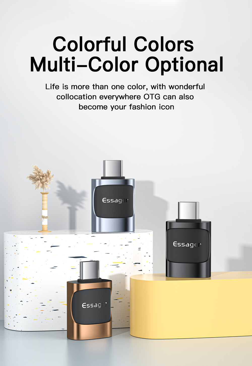 Essager 2022 Xuankong Small 3A Fast Charging USB Female to Type-C Male OTG Adapter USB 3.0 Adaptor for Multiple Devices