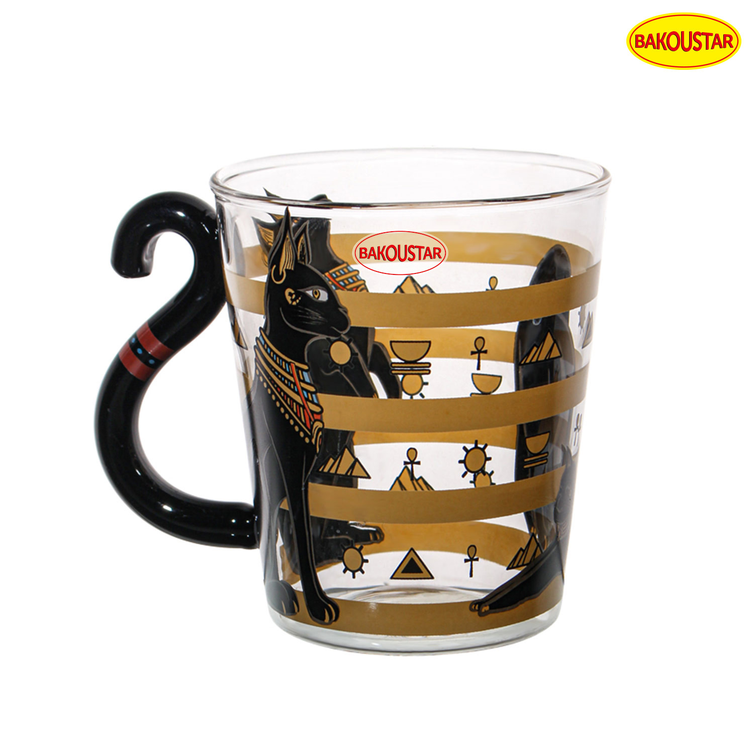 Black Cat Heat Resistant Borosilicate Glass Cup With Handle
