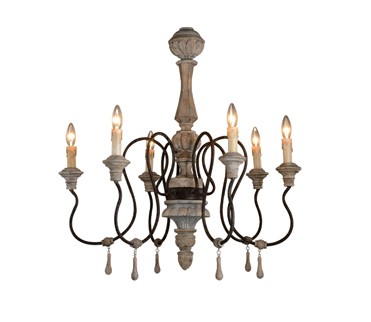 White washed wood sphere chandelier (WH-CI-30)