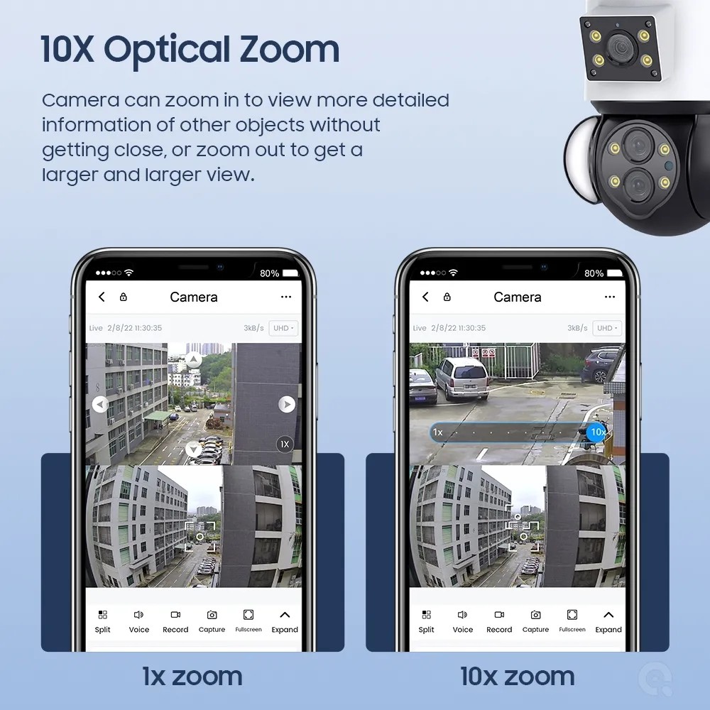 360 Panoramic 4MP Wireless Surveillance Linkage Alarm Camera Tracking 10X WiFi Dual Screen Display Multiple Lens Camera