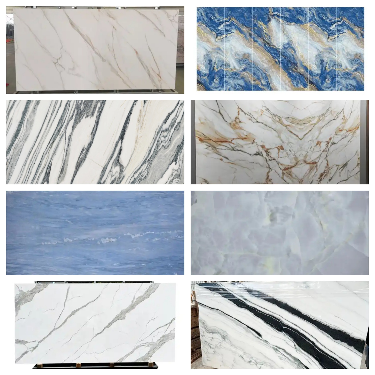 Interior Wall Cut-to-Size Glazed Snow Mountain Silver Fox Marble Stone in Polished Finish