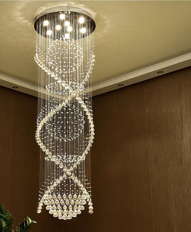 Modern Double Spiral Crystal Chandelier huge pendent light(WH-NC-40)