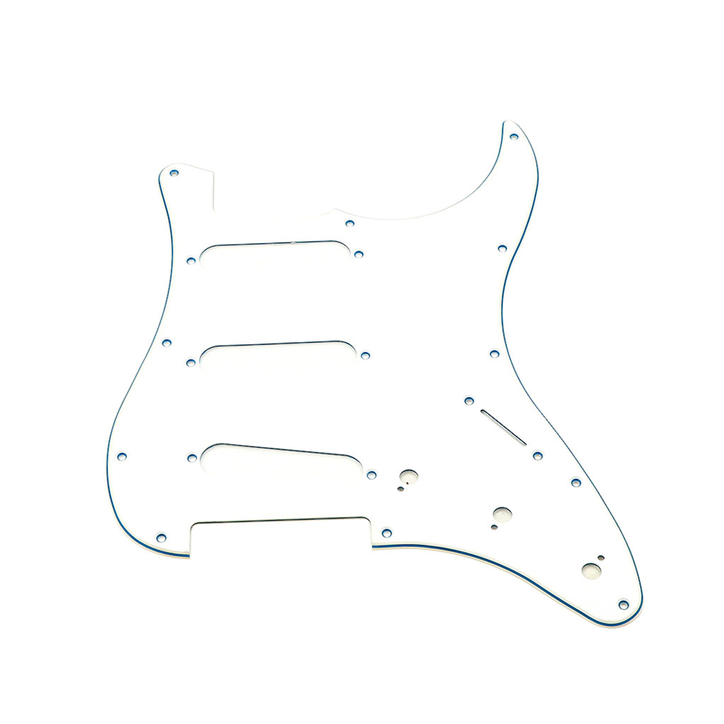 3Ply 11 Hole SSS Electric Guitar Pickguard Black Scratch Plate White Back Plate