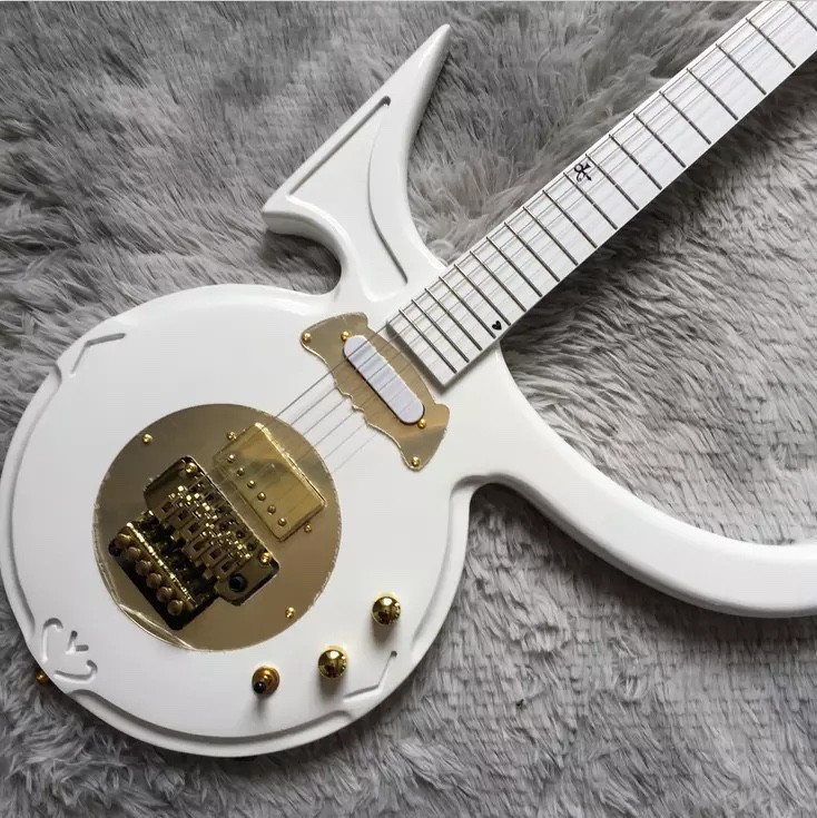 Custom Big Prince Arrow Inlay Gold Hardware Electric Guitar in White