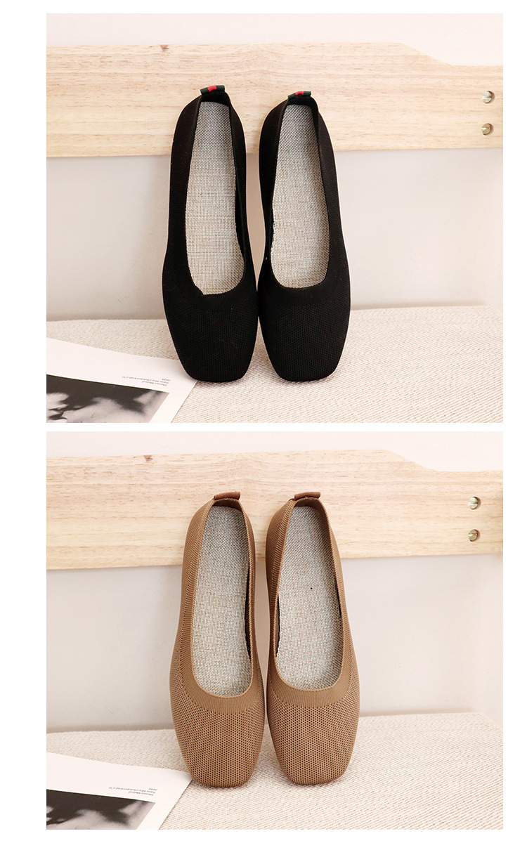 Knitted Round Head Flat Bottomed Daily All Match Women'S Loafers Lady Flats Shoes