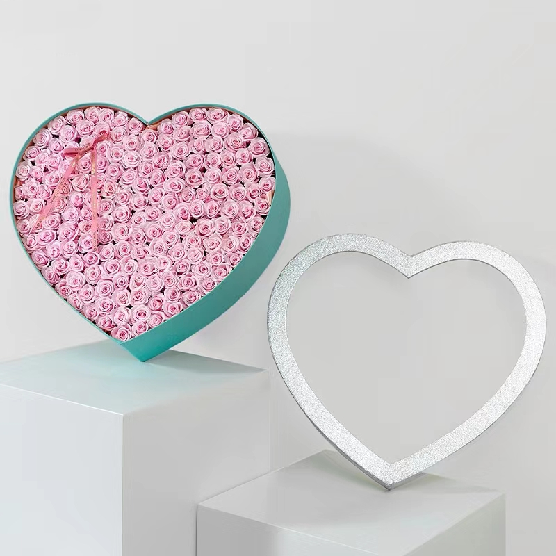 Stamping Printing Handling Heart Shaped Flower Packaging Boxes for Custom Arrangements