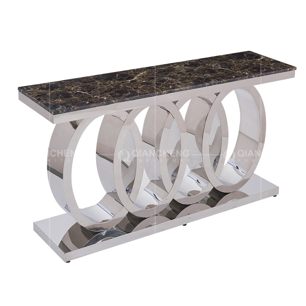 Brown Marble Top 201 304 SS Console Table Furniture for Living Room
