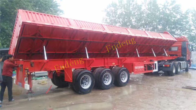 3 Axles 50 Cbm Tipper Side Dump Semi Trailer With Hydraulic Cyclinder