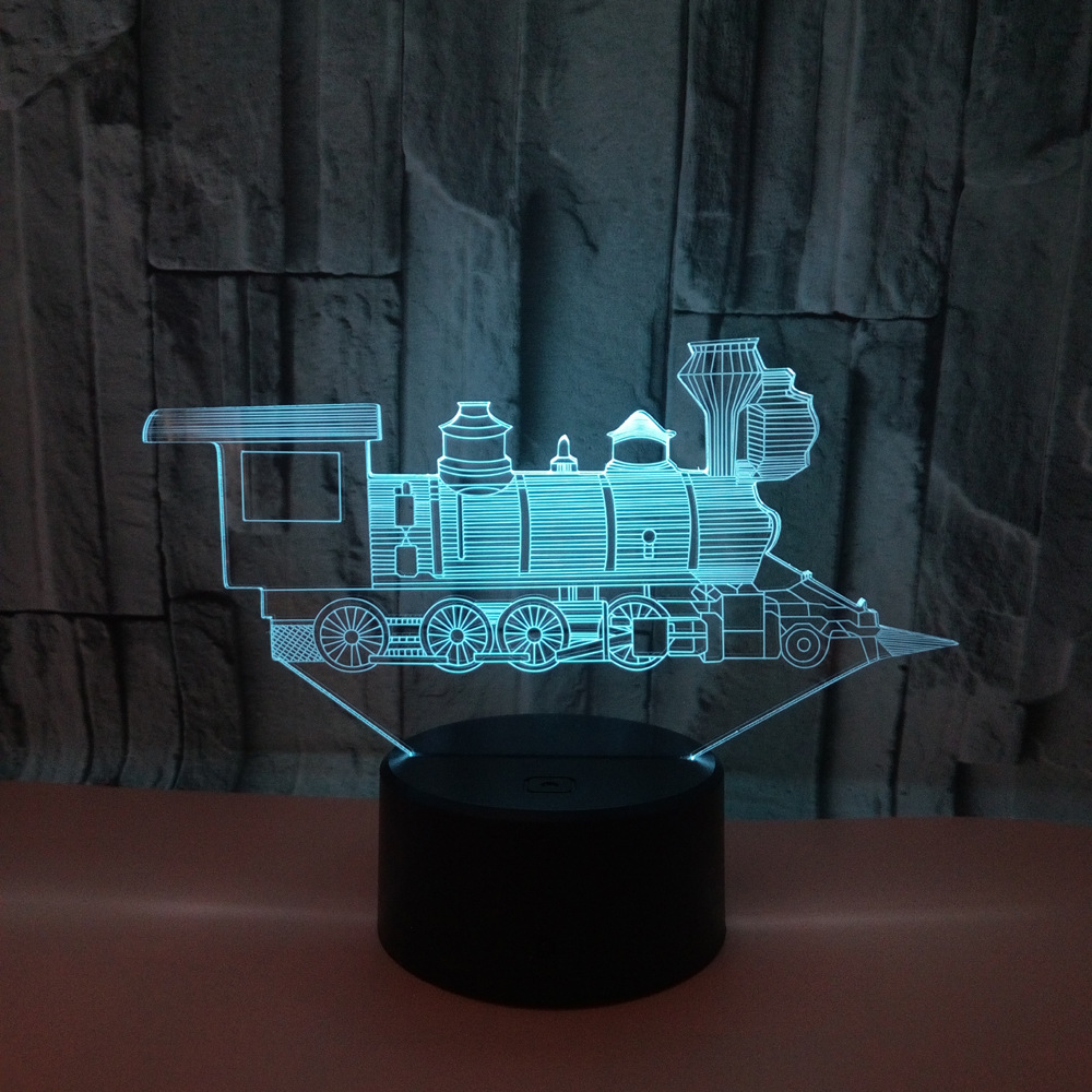 New custom OEM logo sign train 3D night light Colorful abstract illusion light Gift small table lamp