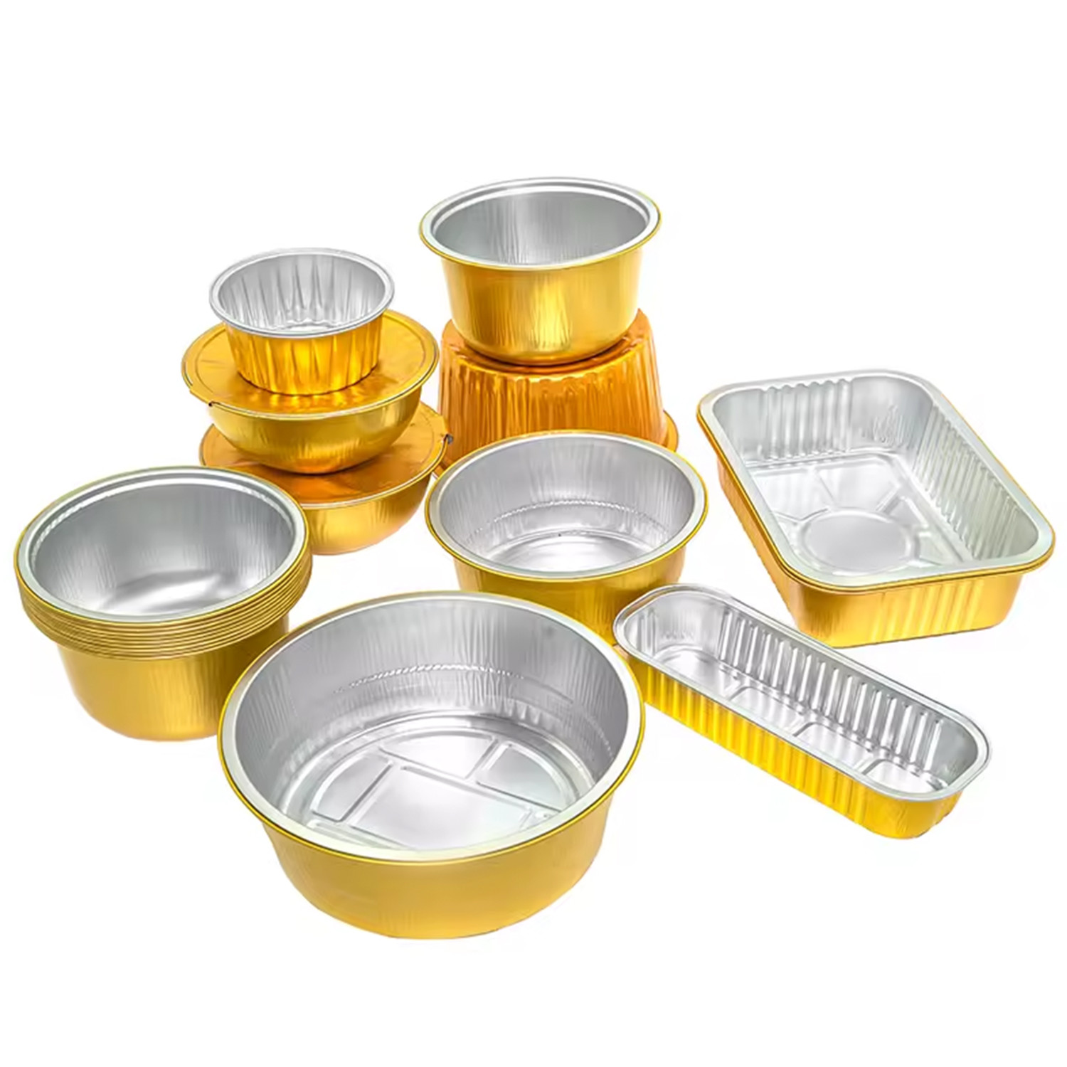 Aluminum Disposable Tray Aluminum Foil Plate Oblong Round Square Shape