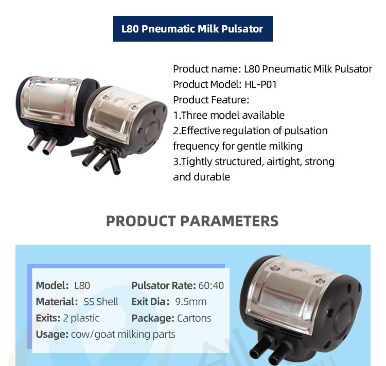 Manual Pulsation Ratio Adjustment L80 Milking Machine Pulsator 60 Cycles Per Minute 2 ports