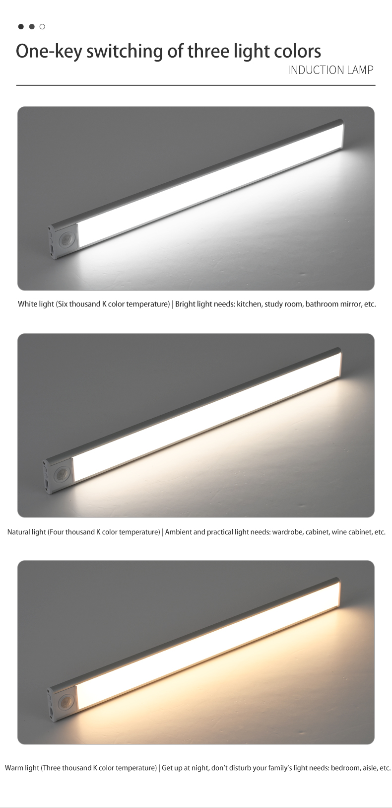 Indoor Battery Powered Motion Sensor Led Under Cabinet Lights 30000 Hours Working Time