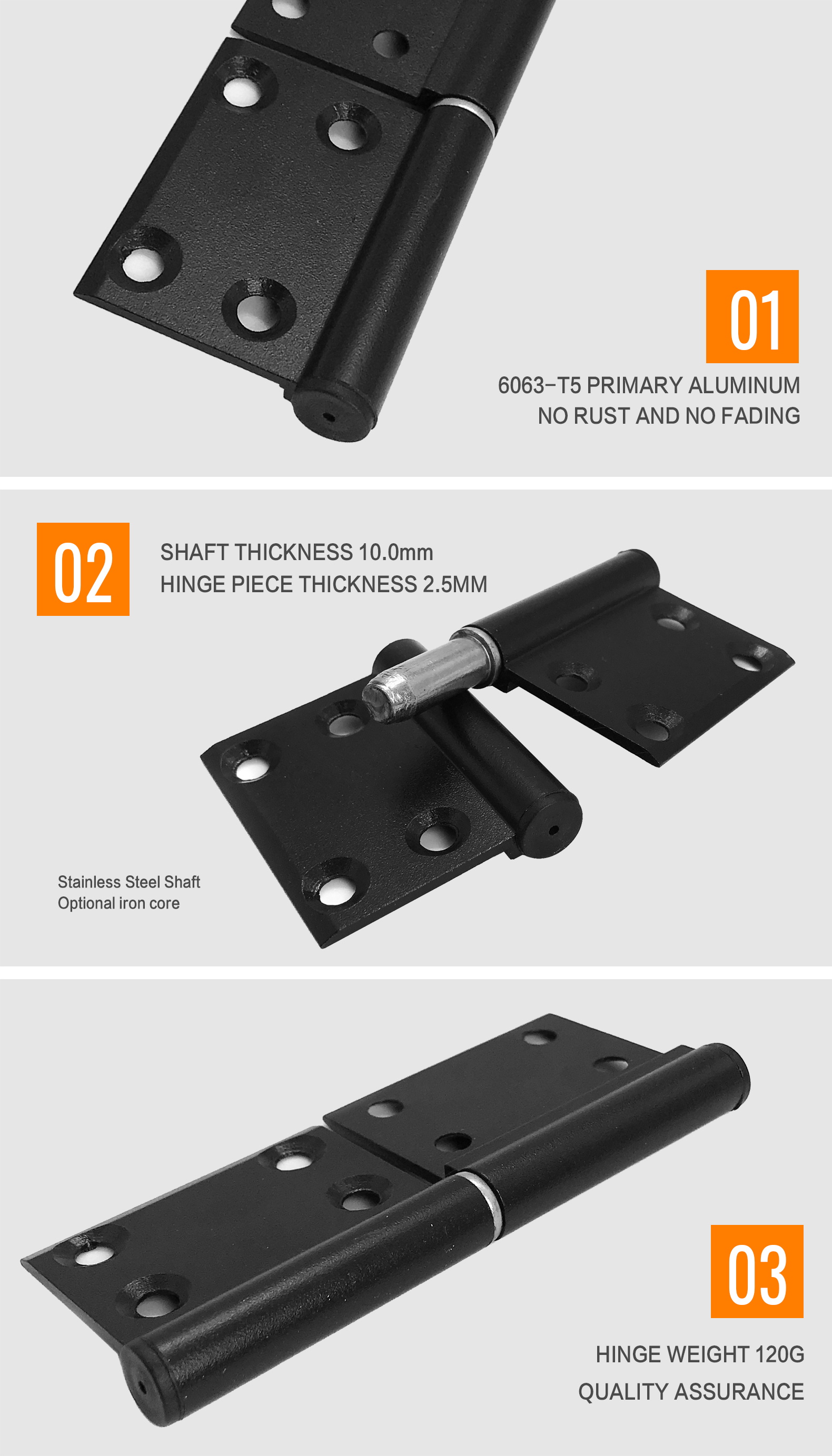 6063-T5 Primary Aluminum Door Hinge For Customizable European Standard