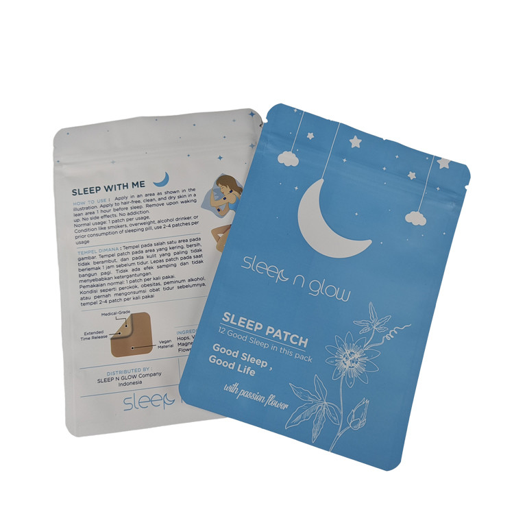 Custom Logo Plastic Three Side Sealed Small Sachet for Sleep Patch Aluminum Foil Soft Touch Mylar Bag