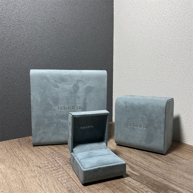 High-End Blue Microfiber Jewelry Gift Box