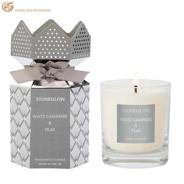 Recycled Custom Logo Folding Candle Jar Paper Box Ivory Card Candle Packaging