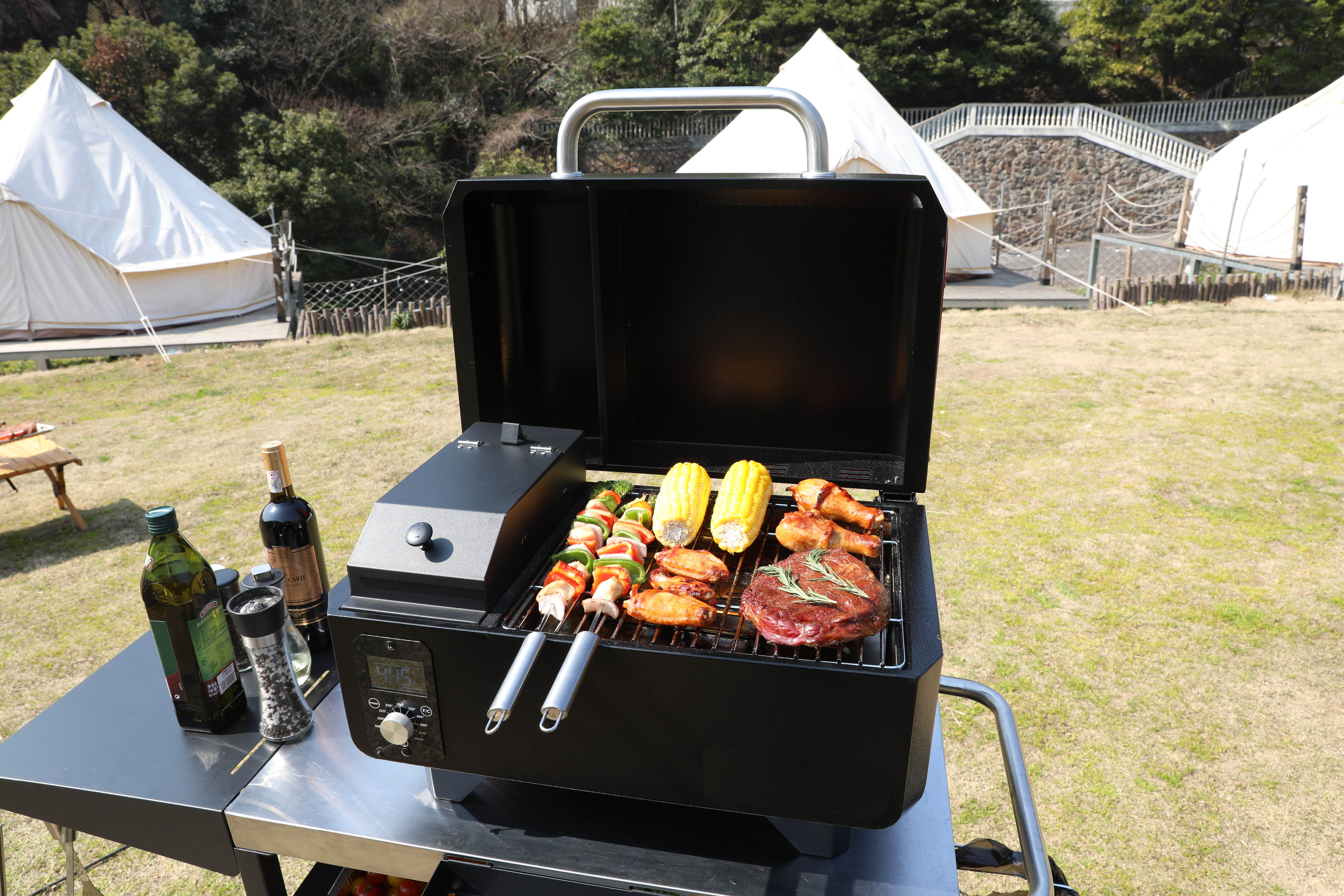 Experience the Versatility Portable Wood Pellet Grill Electric Smoker for Outdoor BBQ