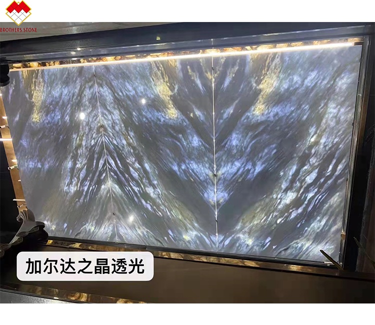 Customized Size Blue Quartz Countertops Backlit Brazil Blue Crystal Marble Stone at Good