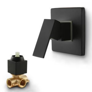 Chrome Matte Black Square Shower Handle Pressure Balanced 1/2 In Rough In Valve