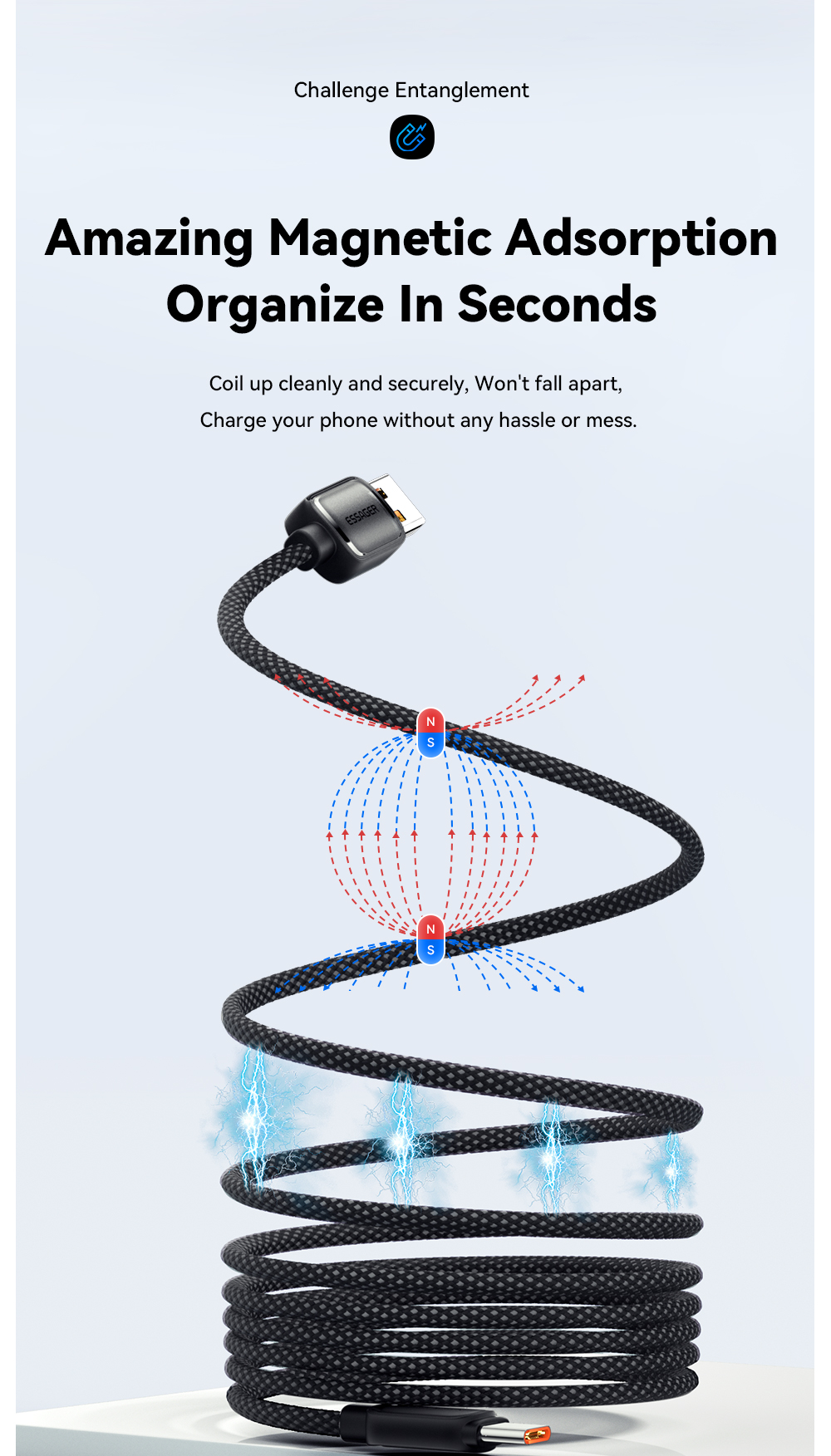 USB A To USB C Magnetic Cables Fast Charging 100W ES-X56 Series