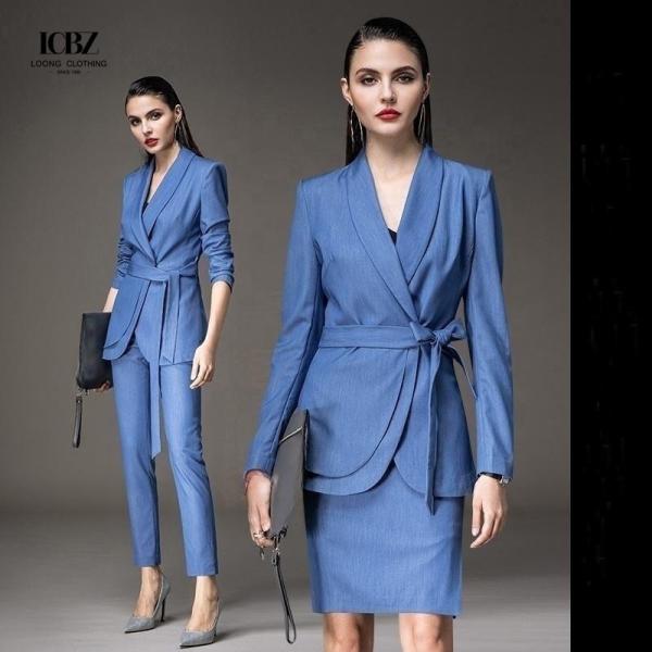 Classic Womens Suits Set for Women Lady Business Suits NO Hooded Button