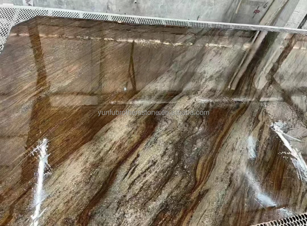 Modern Style Hotel Flooring Sheet Customized Golden Sand Quicksand Brown Granite Marble
