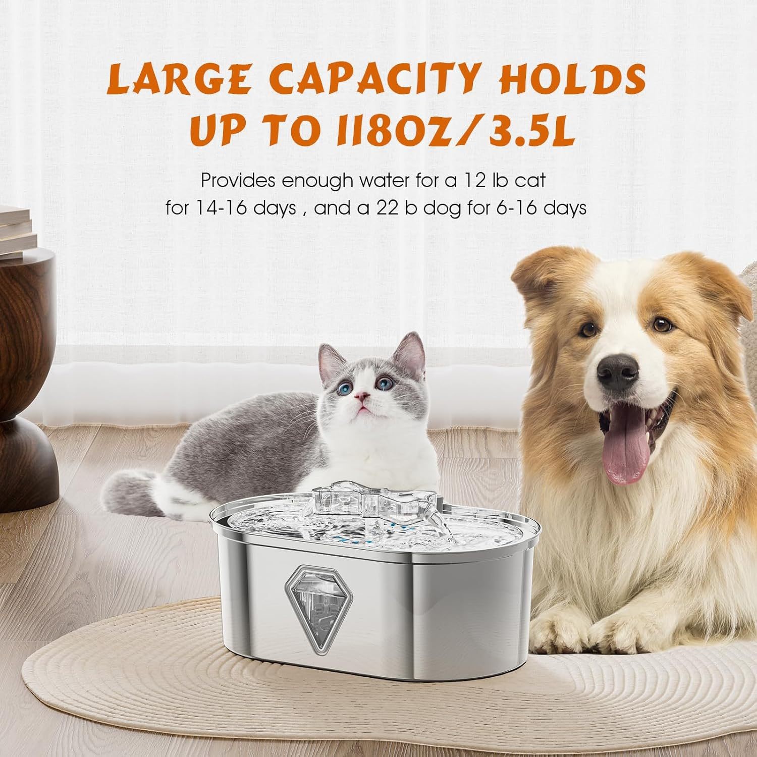 Silent Pet Water Fountain | Ultra-Quiet Pump for Stress-Free Hydration