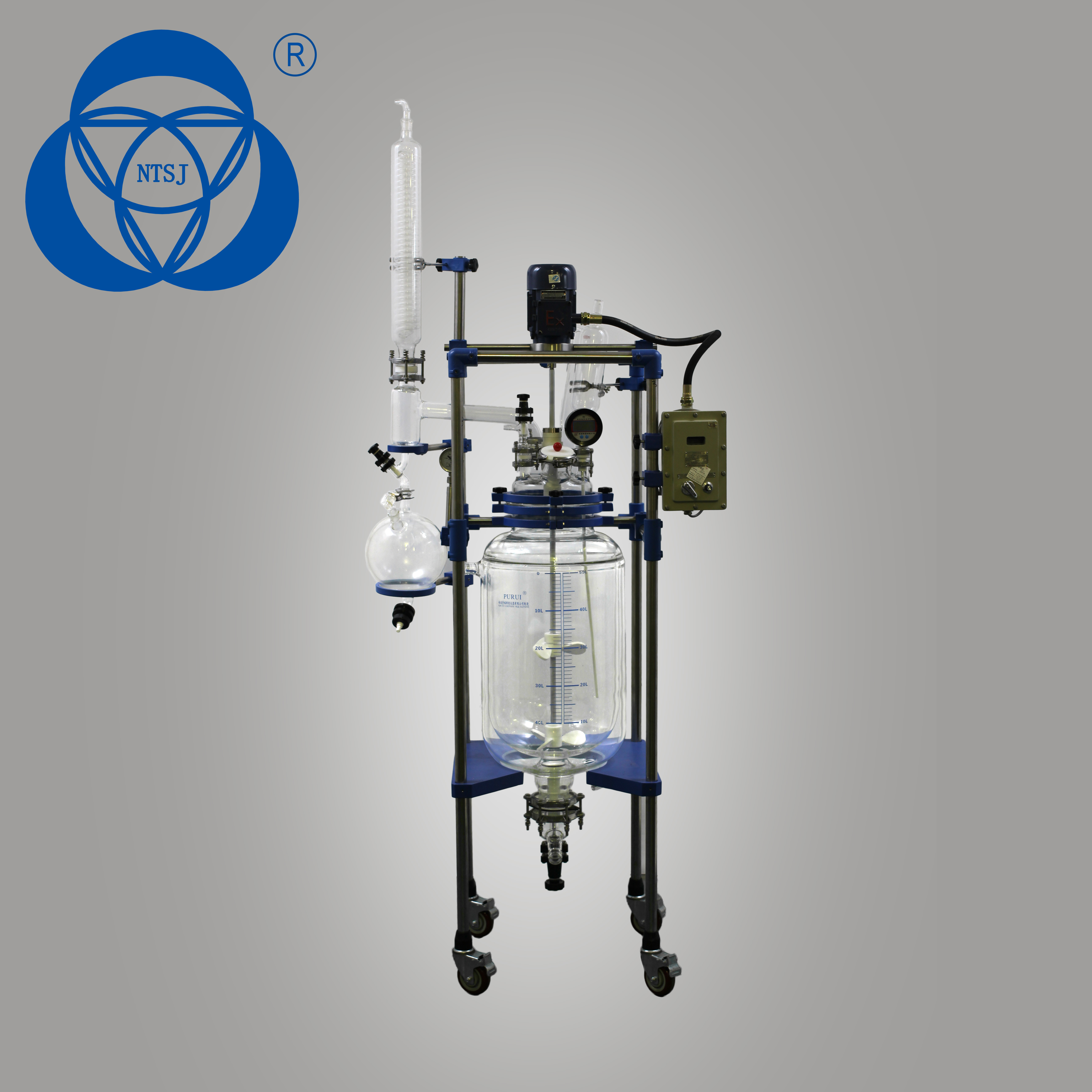 Double Glass Chemical Stirred Tank Reactor Cycle Heating Cooling Reaction