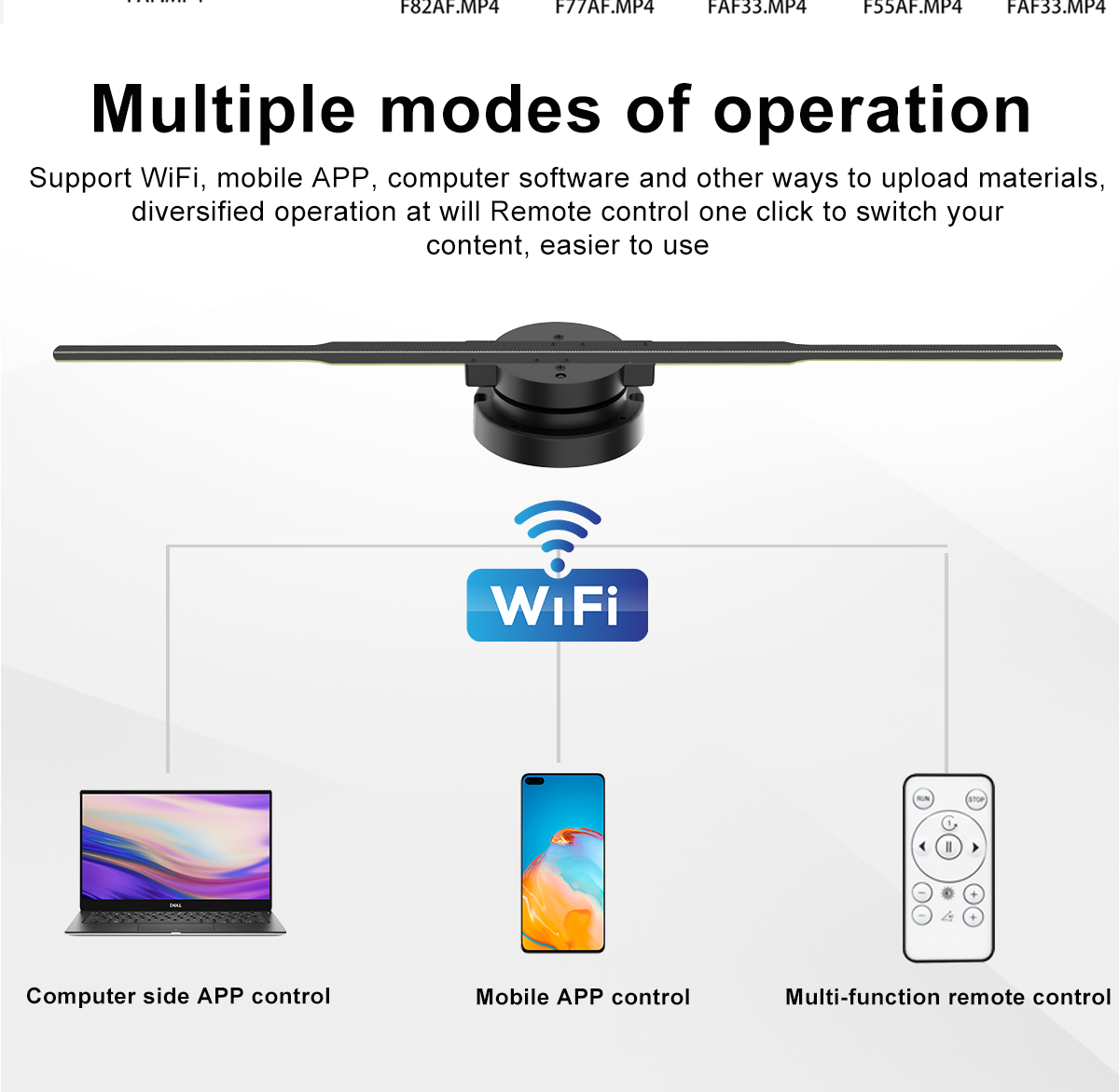 1800 Brightness Wall 3D Hologram Advertising Display with APP Upload Content Coming