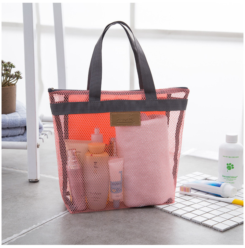 Large Capacity Zipper Close Ladies Mesh Travel Wash Bag