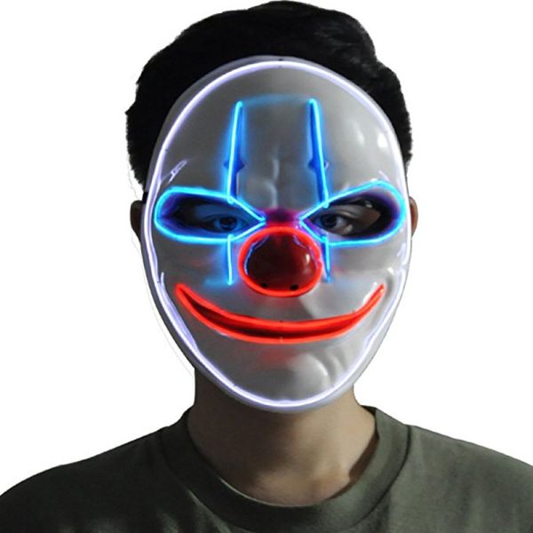 Quality Clown Scary Halloween LED Face Mask Adjustable 3 Flashing Modes for sale