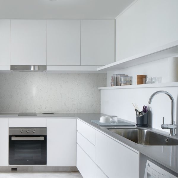 Quality Custom White PVC Kitchen Cabinet MDF Door Panel Water Proof for sale