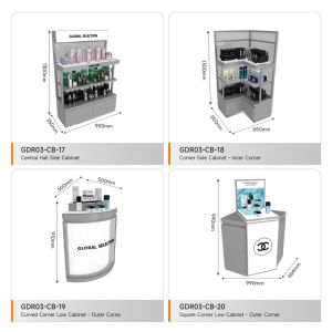 Store Rack Grey Wooden Corner Cabinet With Led Lights For Multi-Functional Shop