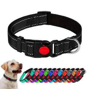  Reflective Adjustable Basic Simple Nylon Dog Collars With Locking Buckle Manufactures