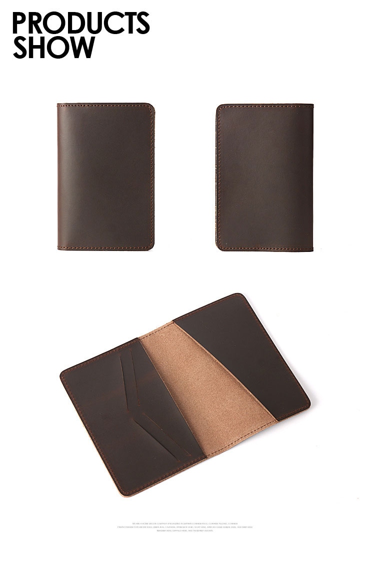 Custom Genuine Leather Passport Wallets Holder For Men Women Vintage Style 4 Card Slot