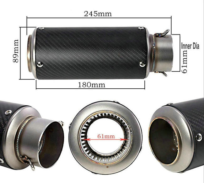 Motocross universal motorcycle muffler 51 - 61mm Carbon Fiber Exhaust Pipes