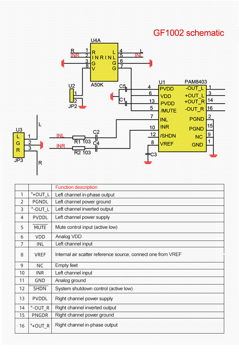 GF1002 PAM8403 Audio Amplifier Board with USB Power and Potentiometer 2 Channels 2.0