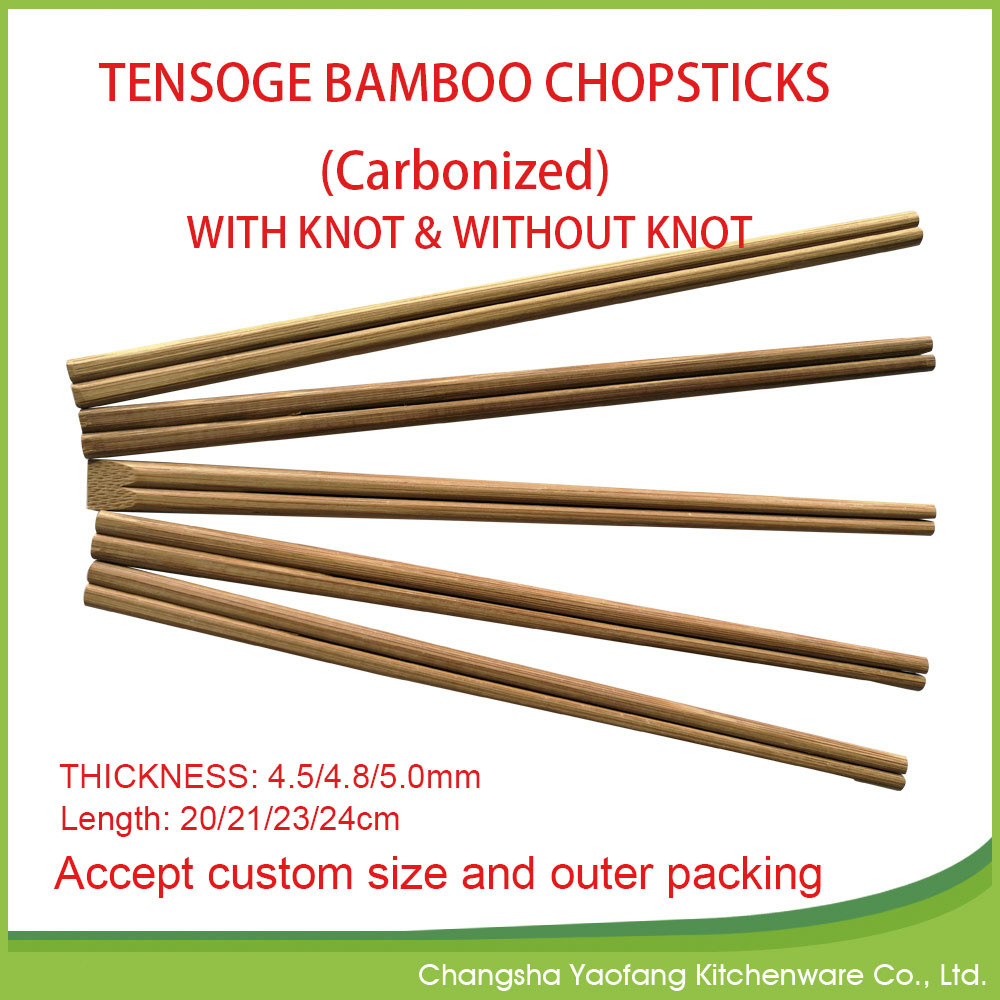 24cm Natural Tensoge Bamboo Chopsticks Eco Friendly Open Paper Packing Customized