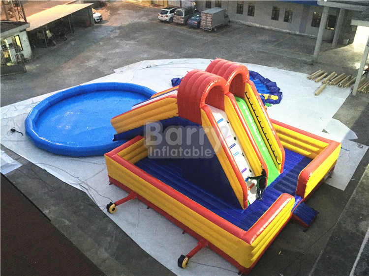 Amusement Inflatable Backyard Water Park , Inflatable Slide With Pool