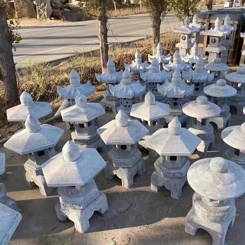 Large Grey Outdoor Stone Lantern Granite Pagoda Japanese Garden Ornaments