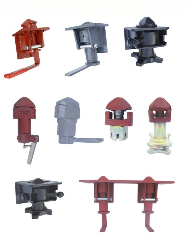 Materials Casting Steel Twist Lock Screw Type Container Trailer Chasis Twistlock Container Flat Bed Red/Black