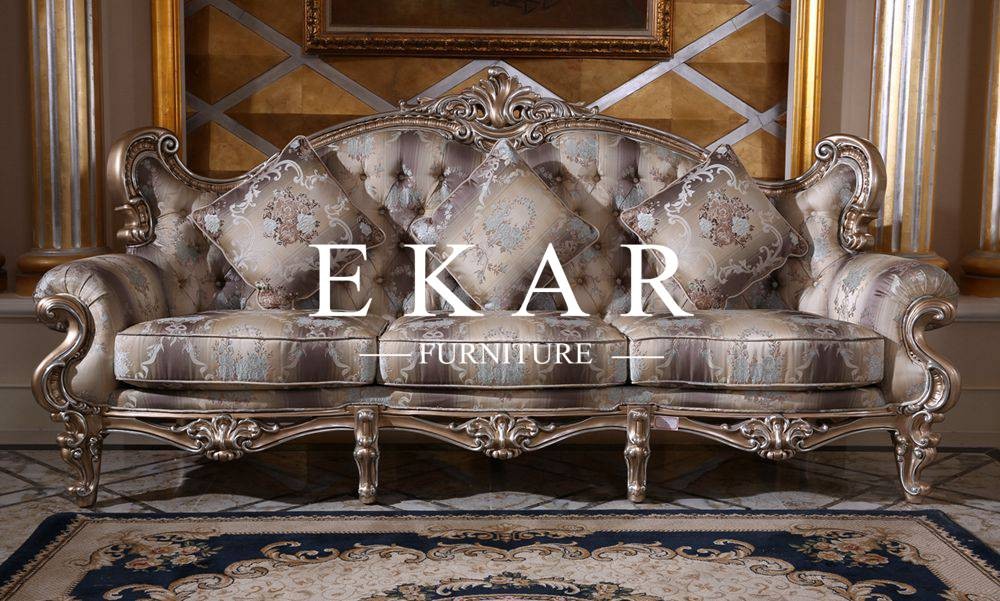 Baroque Majlis sofa Luxury Fabric Silk Curved Living Room Furniture European Style Classic Sofa Set