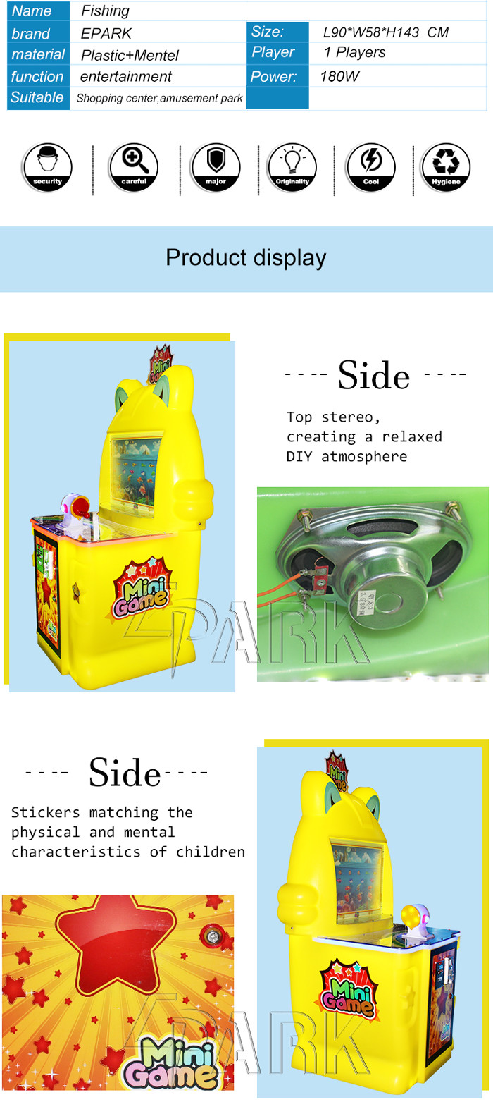 Kids Paradise Mini Fishing Amusement Arcade Machine Coin Operated