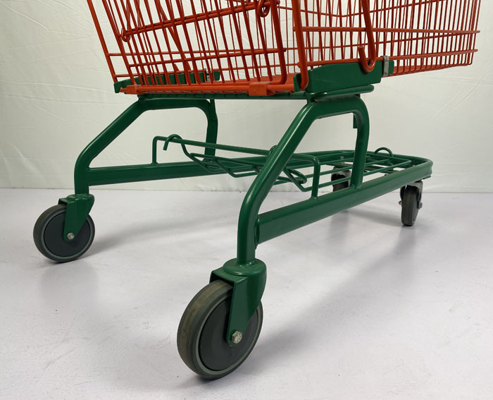 210L German Type Warehouse Shopping Trolley Cart Red And Green With 5 Inch PU Wheels