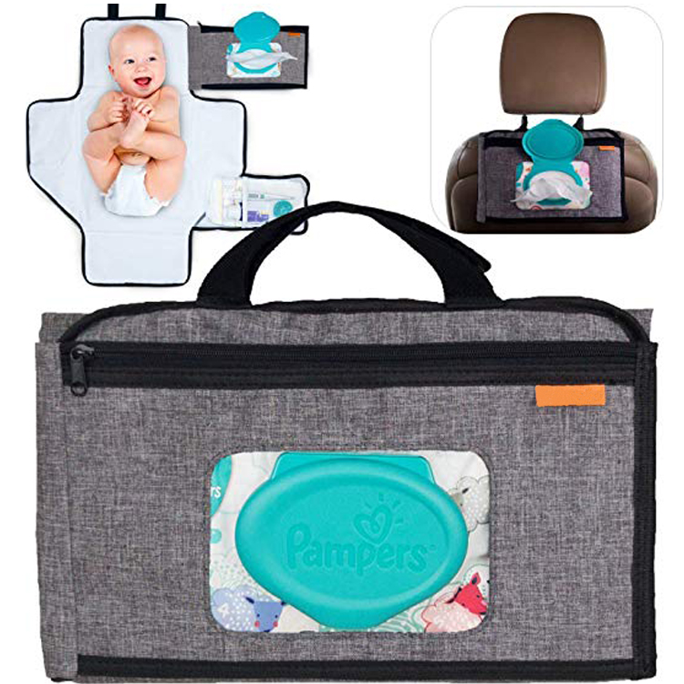 Reusable Baby Wet Bag Front Wipe Pocket Head Cushion Hugh Space For Essentials