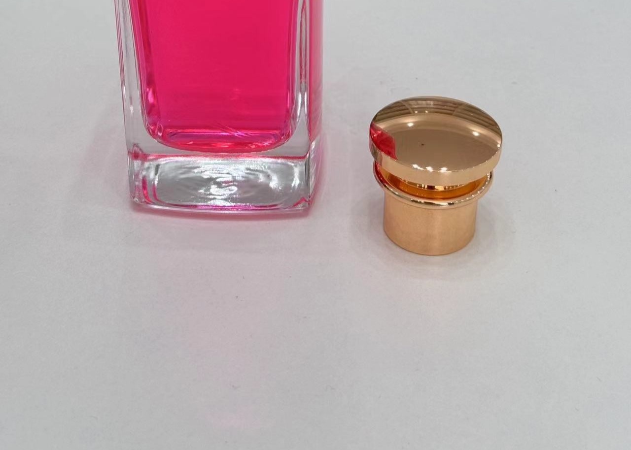 Shimmering T-Shaped Zamak Metal Perfume Cap Perfume Lids With Customized Color